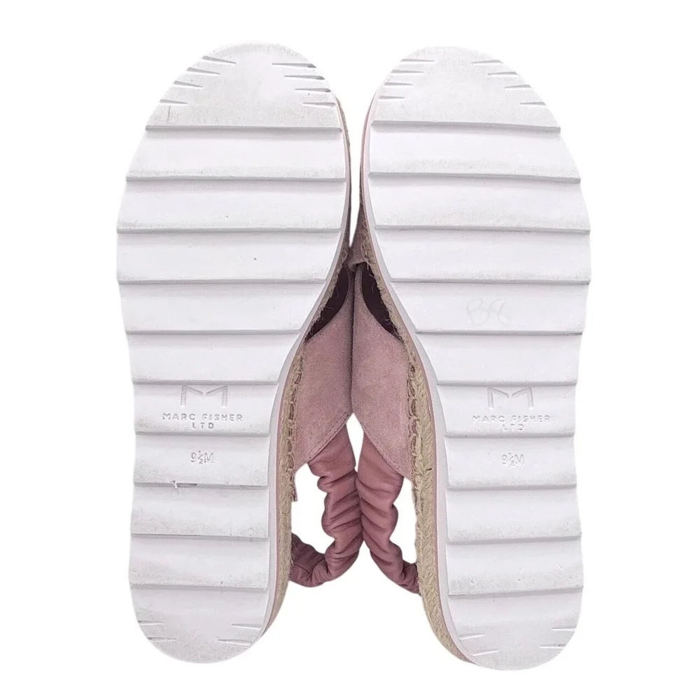 Marc‎ Fisher LTD Pink Suede Crisscross Espadrille Platform Slingback Sandals 9.5